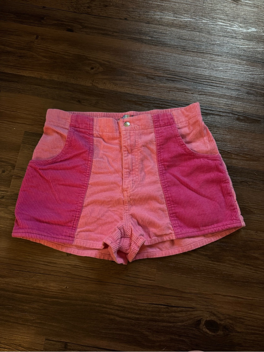 Light & hot pink color block shorts